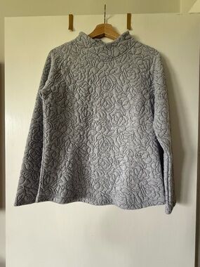 Chico's Quilted Floral Crewneck Sweater - Gray
